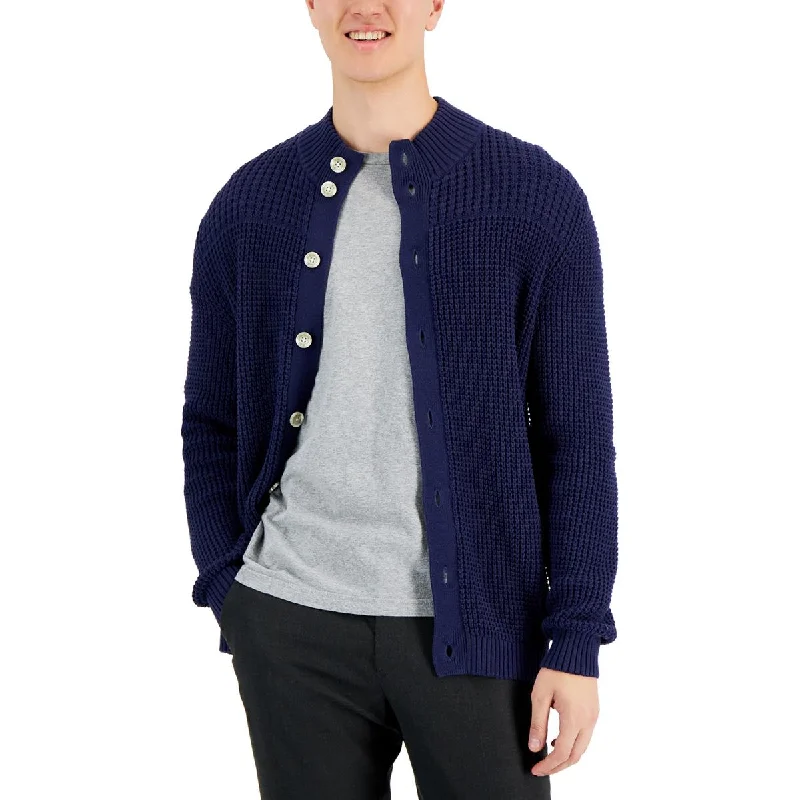 Club Room Mens Chunky Waffle Knit Cardigan Sweater