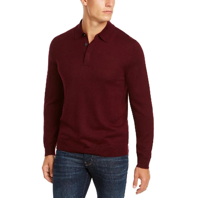 Club Room Mens Merino Wool Blend Polo Pullover Sweater