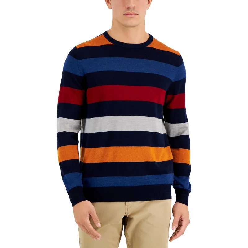 Club Room Mens Merino Wool Blend Striped Pullover Sweater