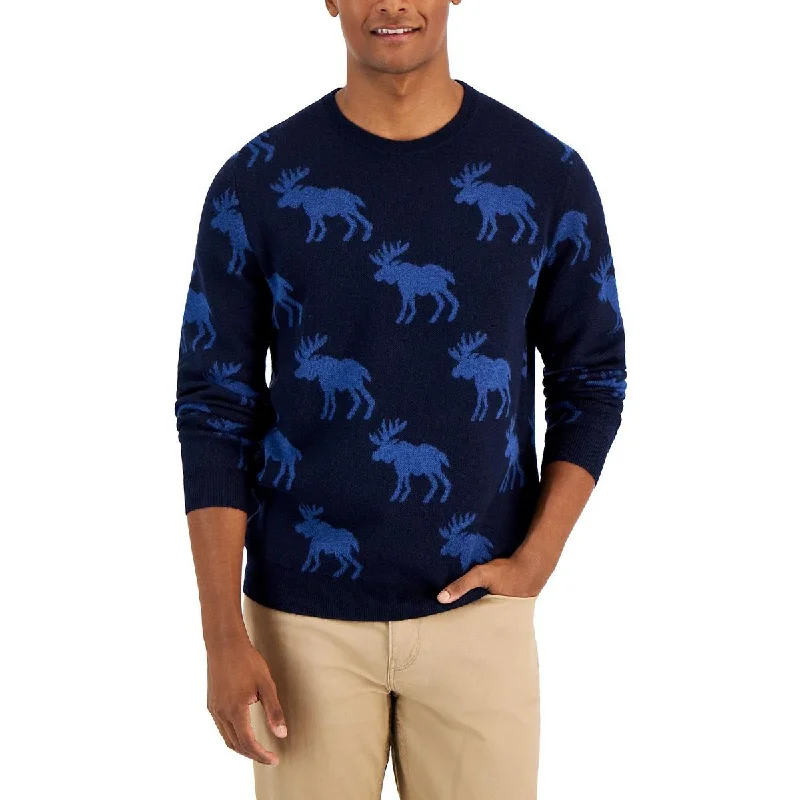 Club Room Mens Moose Wool Blend Crewneck Pullover Sweater