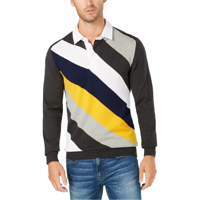 Club Room Mens Striped Rugby Polo Sweater