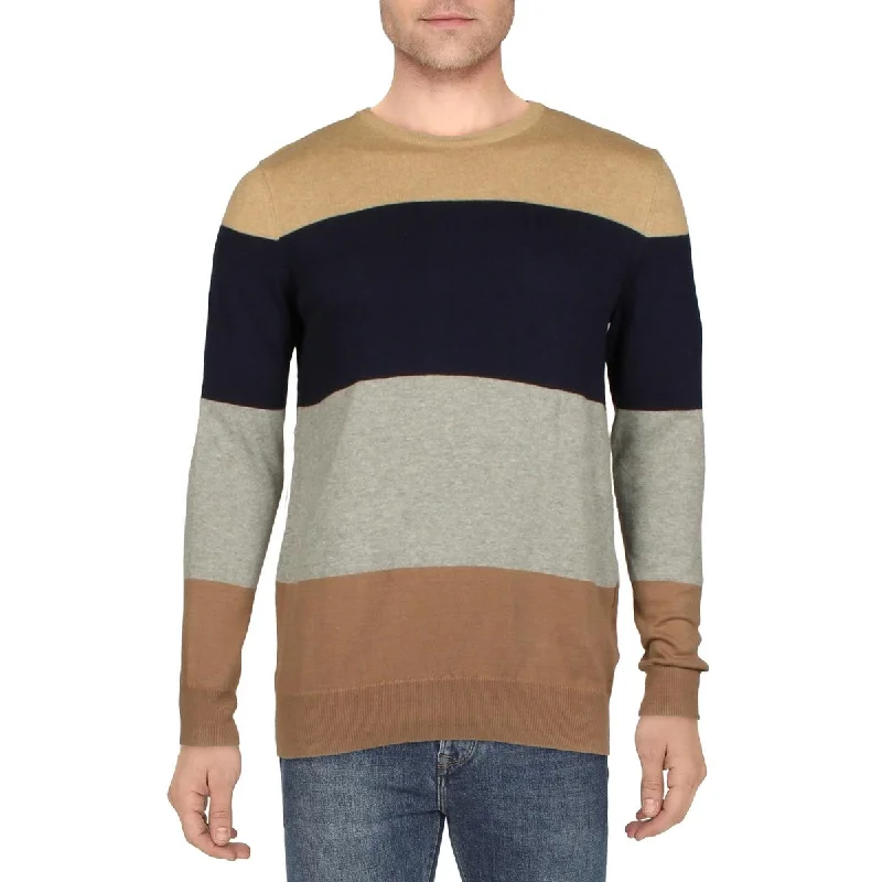 Club Room Mens Thierry Cotton Colorblock Crewneck Sweater