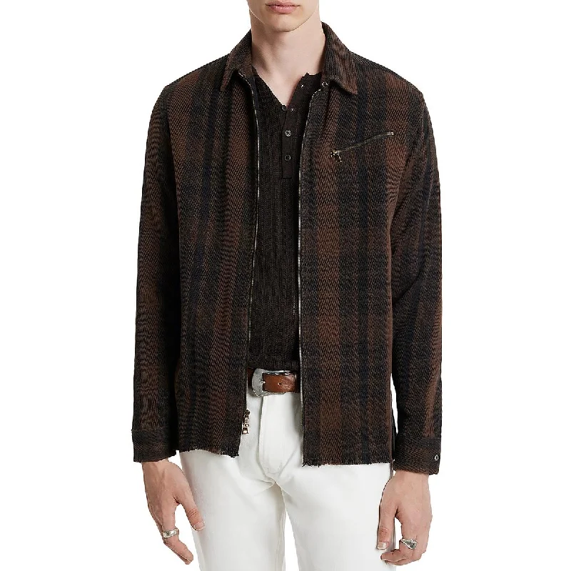 John Varvatos Mens Robbins Plaid Zip Up Cardigan Sweater