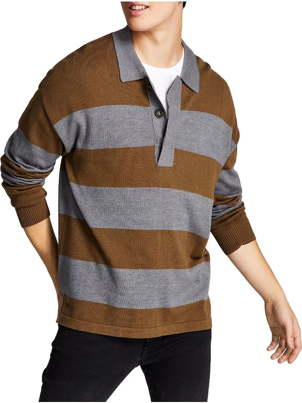 Mens Knit Striped Pullover Sweater