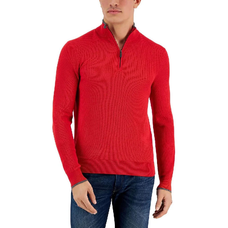 Michael Kors Mens Cotton 1/4 Zip Pullover Sweater