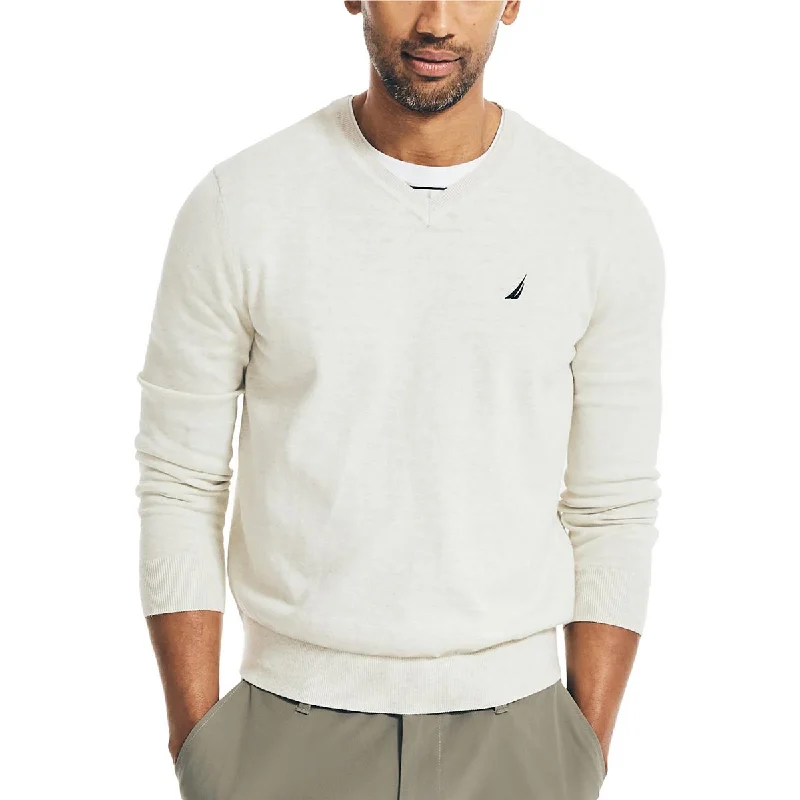 Nautica Mens Heathered V-Neck Pullover Sweater