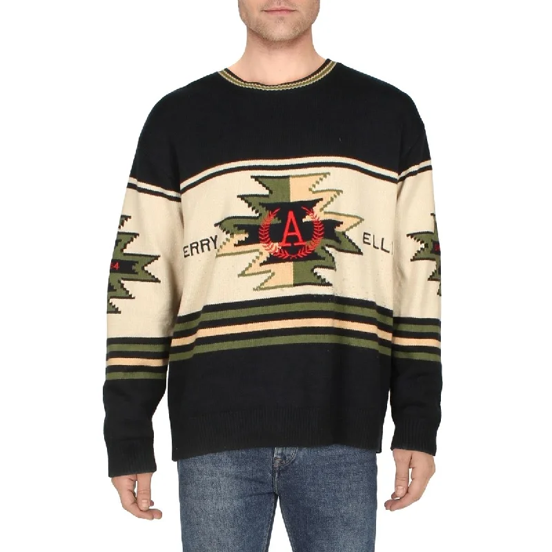 Perry Ellis Mens Cozy Embroidered Pullover Sweater