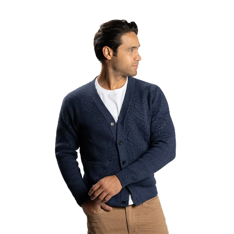 Pima Cotton Cardigan Sweaters - Navy