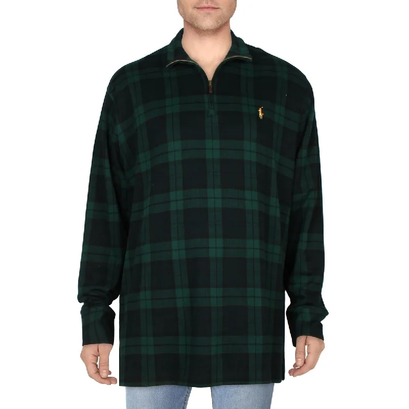 Polo Ralph Lauren Mens Big & Tall Tartan  Logo Ribbed Pullover Sweater