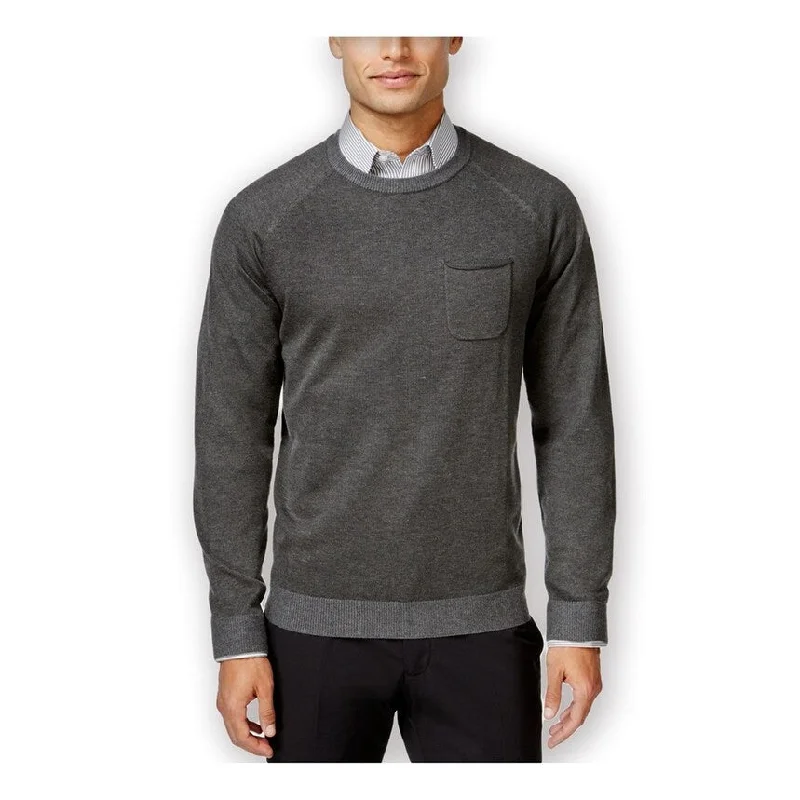 Ryan Seacrest Mens Pocket Crew Pullover Sweater