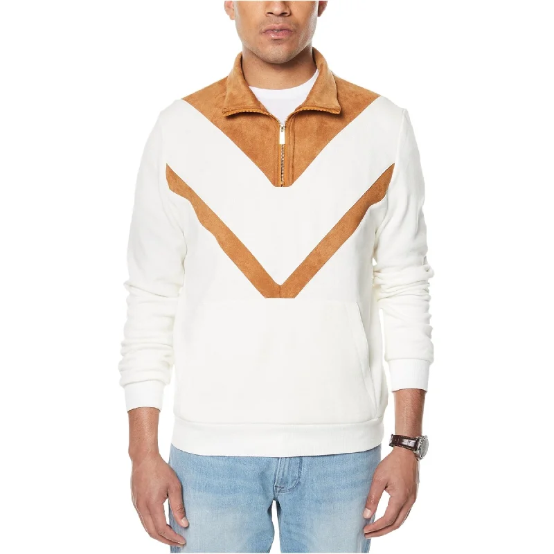 Sean John Mens Faux Suede Insert Pullover Sweater