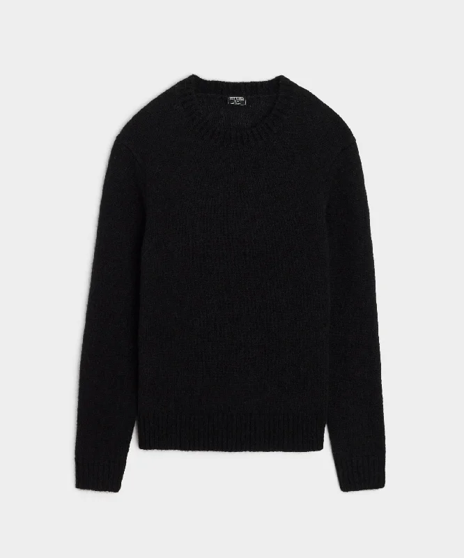 Brushed Mohair Crewneck Sweater in Black