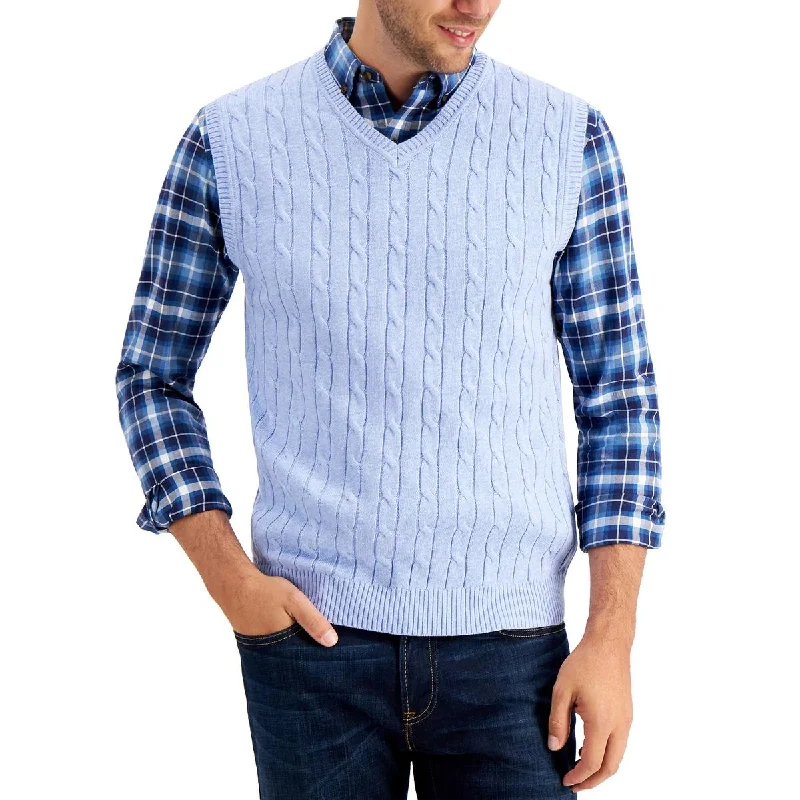 Tasso Elba Mens Cable Knit V-Neck Sweater Vest