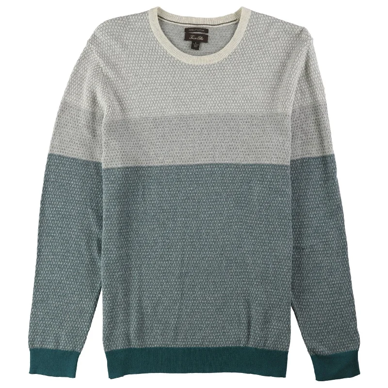 Tasso Elba Mens Colorblocked Supima Pullover Sweater