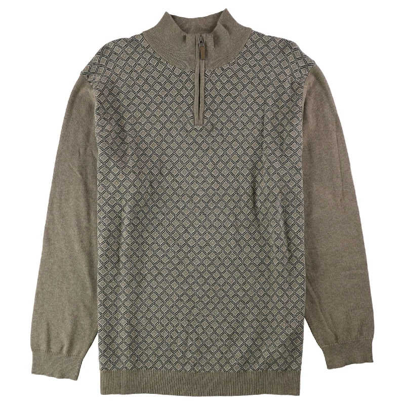 Tasso Elba Mens Patterned Quarter Zip Knit Sweater