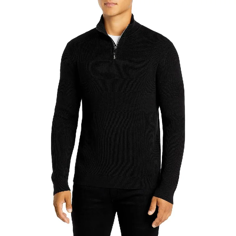 Theory Mens Walton Ribbed Quarter Zip Pullover Sweater