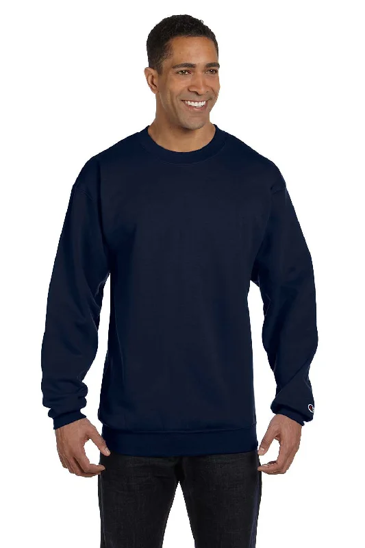 Champion Mens Double Dry Eco Moisture Wicking Fleece Crewneck Sweatshirt - Navy Blue