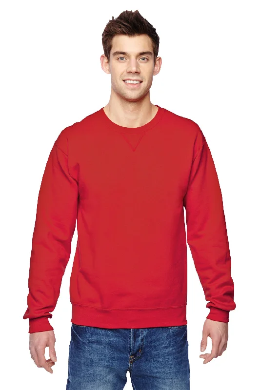 Fruit Of The Loom Mens Softspun Fleece Crewneck Sweatshirt - Fiery Red - Closeout