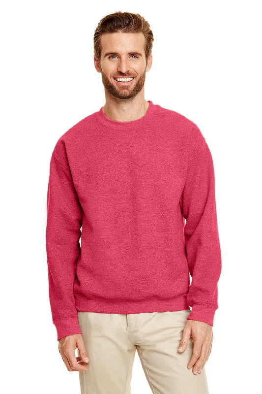 Gildan Mens Pill Resistant Fleece Crewneck Sweatshirt - Heather Scarlet Red