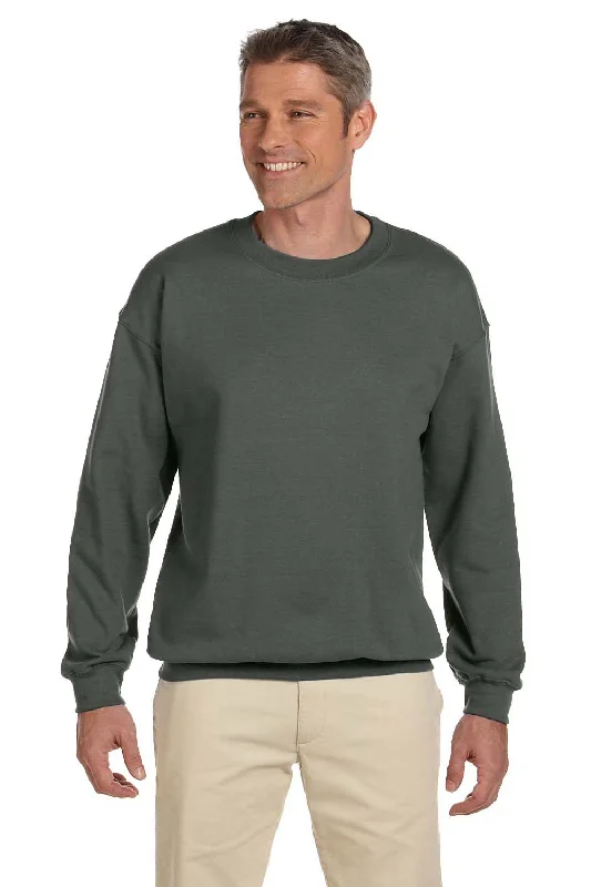 Gildan Mens Pill Resistant Fleece Crewneck Sweatshirt - Military Green