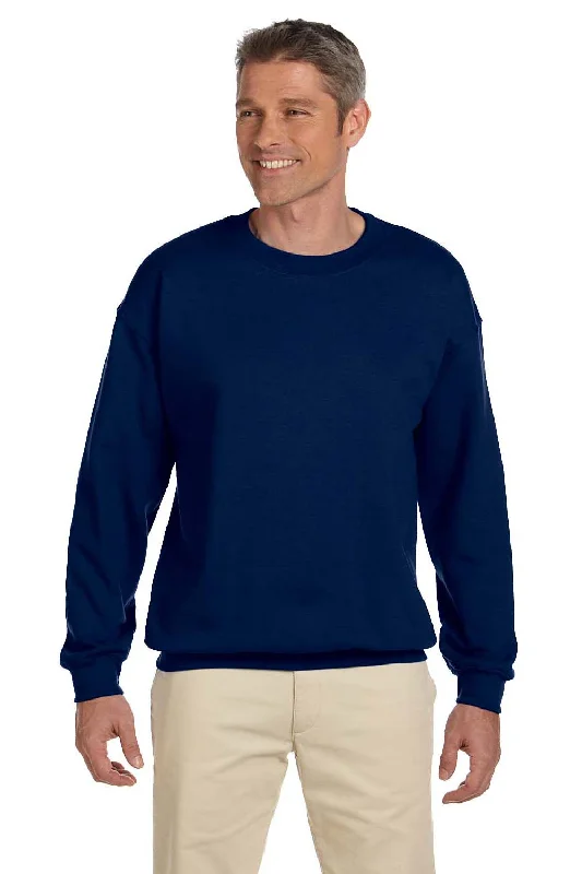 Gildan Mens Pill Resistant Fleece Crewneck Sweatshirt - Navy Blue