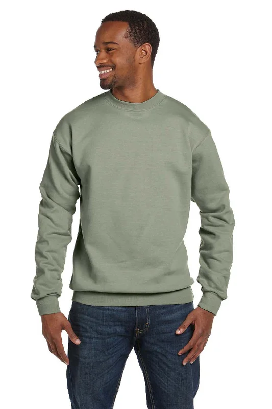 Hanes Mens EcoSmart Print Pro XP Pill Resistant Fleece Crewneck Sweatshirt - Stonewashed Green