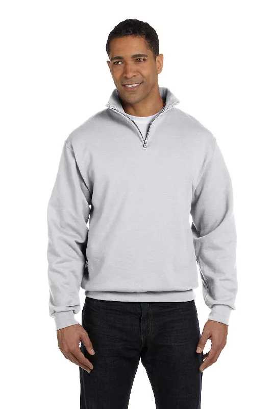 Jerzees Mens NuBlend Pill Resistant Fleece 1/4 Zip Sweatshirt - Ash Grey