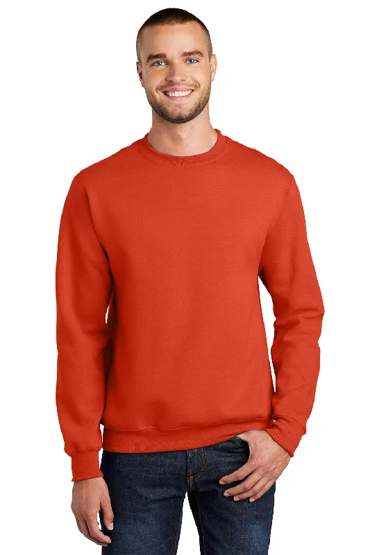 Port & Company Mens Essential Pill Resistant Fleece Crewneck Sweatshirt - Orange