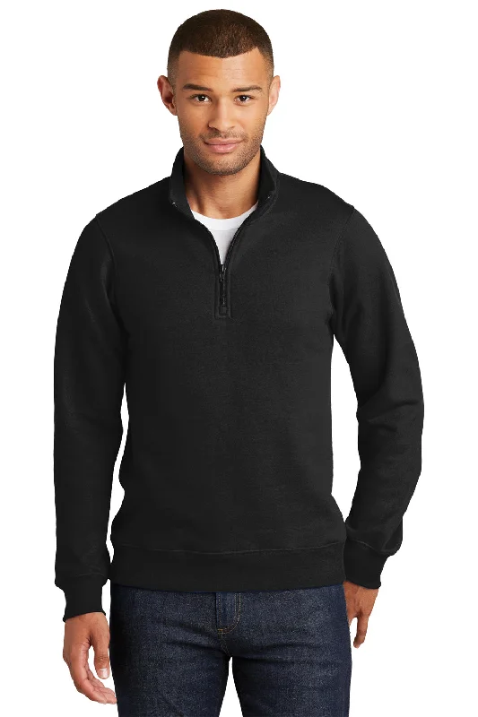 Port & Company Mens Fan Favorite Fleece 1/4 Zip Sweatshirt - Jet Black