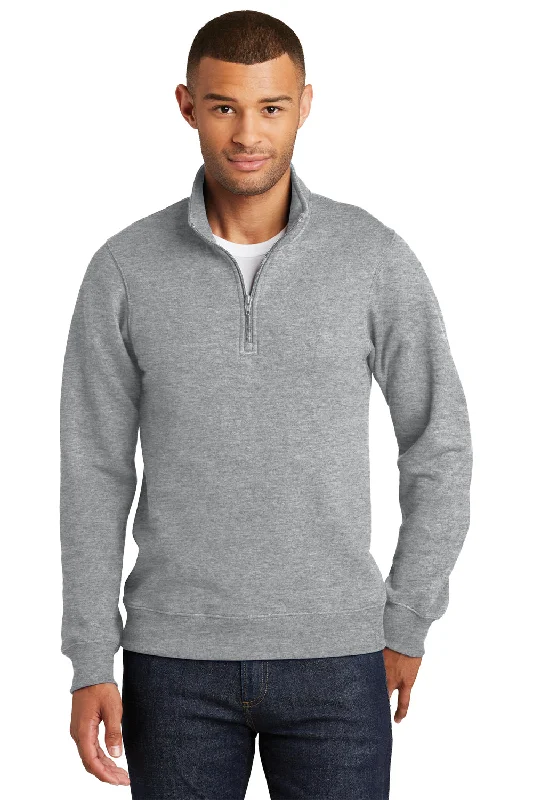 Port & Company Mens Fan Favorite Fleece 1/4 Zip Sweatshirt - Heather Grey