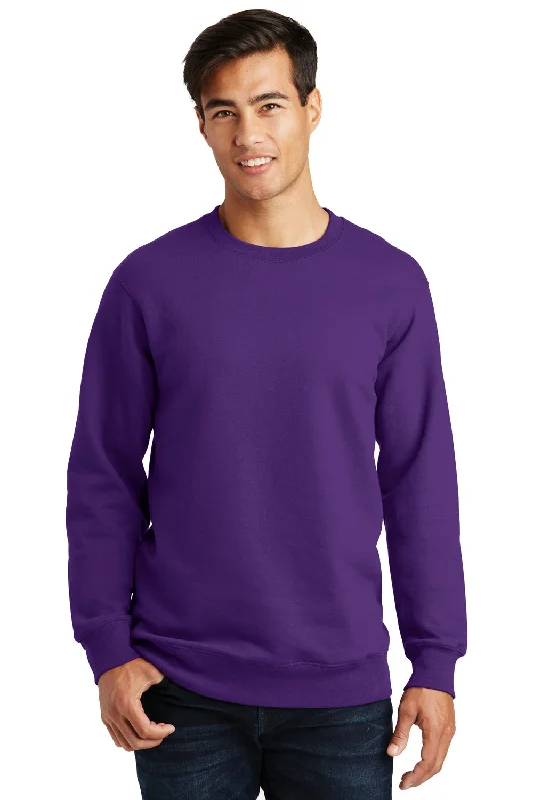 Port & Company Mens Fan Favorite Fleece Crewneck Sweatshirt - Team Purple - Closeout