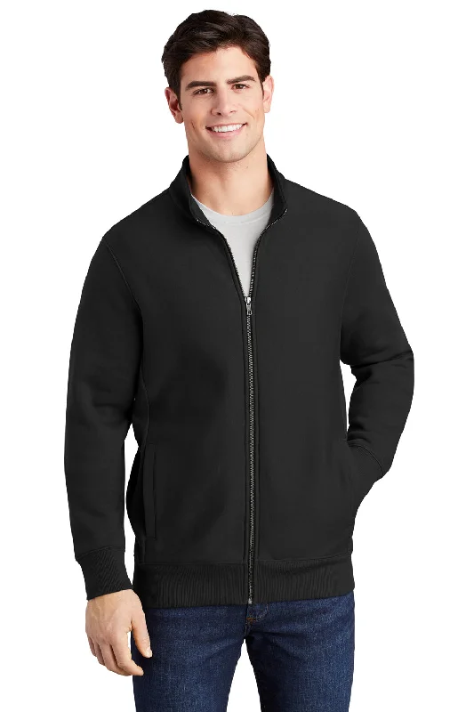 Sport-Tek Mens Full Zip Sweatshirt w/ Pockets - Black